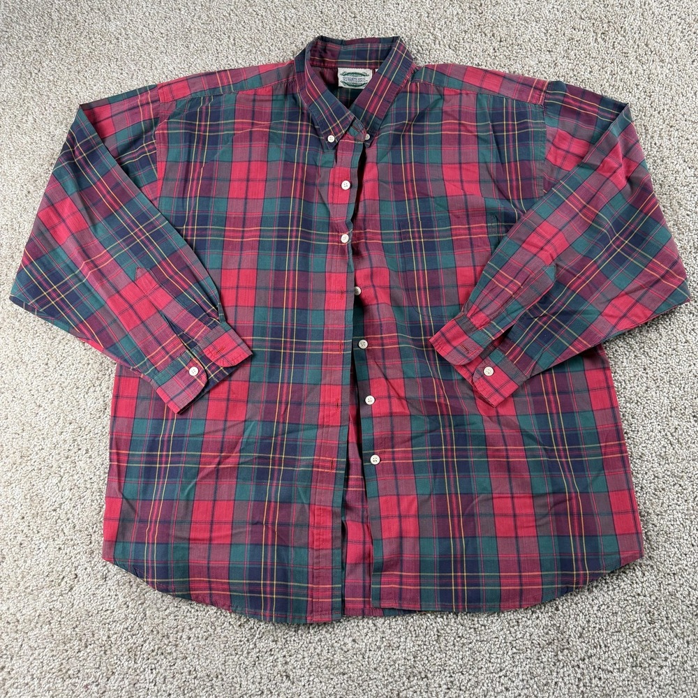 Vintage Separate Issue Shirt Mens XL Red Plaid Long Sleeve Button Up Casual